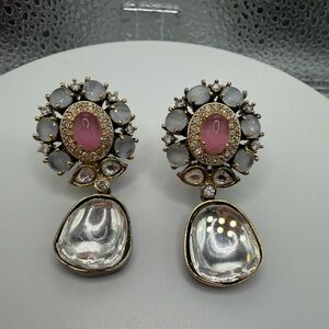 Pink and Gunmetal Statement Earrings